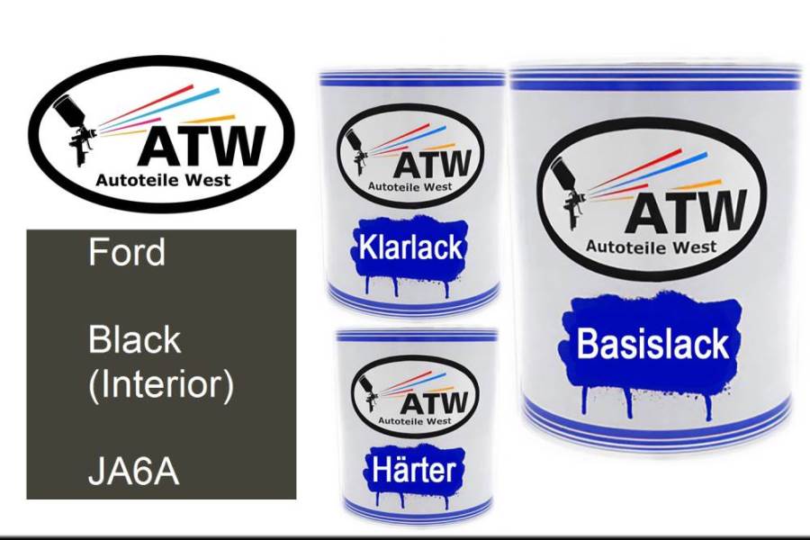 Ford, Black (Interior), JA6A: 1L Lackdose + 1L Klarlack + 500ml Härter - Set, von ATW Autoteile West.